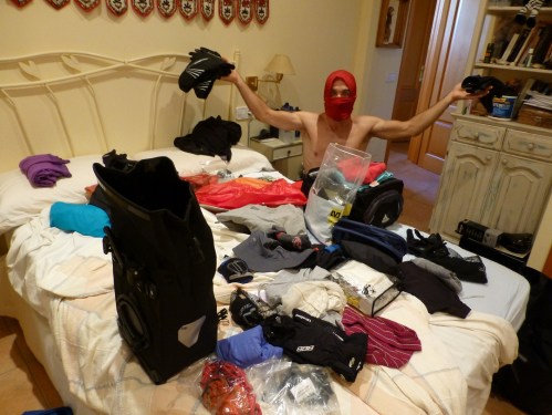 Packing in Mallorca. You almost see the frustration! So little space, so much stuff. 